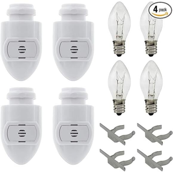 Auto On Sensor Plug in Night Light Module Includes 4 Bulbs and 4 Metal Clips - Picture 7 of 7